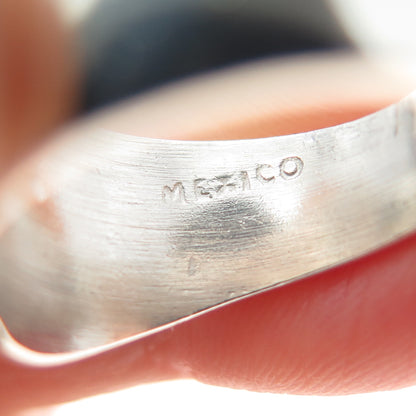 925 Sterling Silver 2-Tone Vintage Mexico Modernist Ring Size 7.25