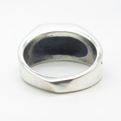 925 Sterling Silver Vintage Etched Striped Ring Size 7.75