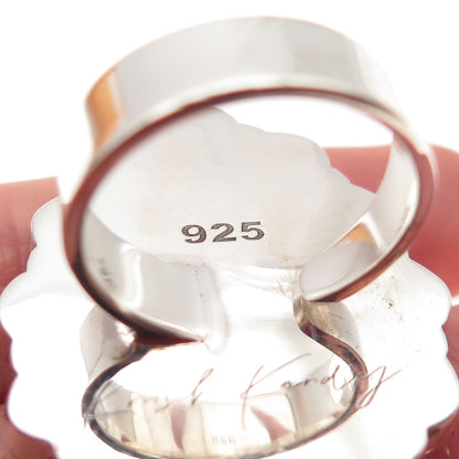 Krush Kandy Sterling Silver Vintage Real Moss Agate & Black Onyx Ring Size 8.5