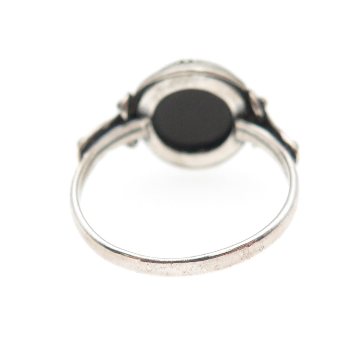 925 Sterling Silver Vintage Real Amber Oxidized Ring Size 8