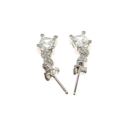 925 Sterling Silver Multi-C Z Dangling Earrings