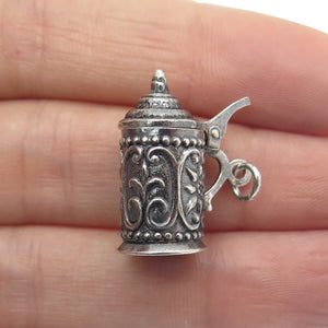 DANECRAFT 925 Sterling Silver Antique Beer Stein Oxidized Locket Pendant