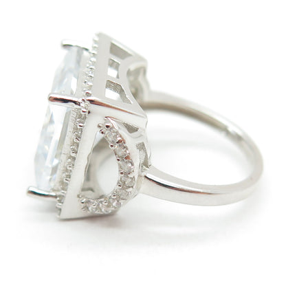 925 Sterling Silver Princess & Round-Cut C Z Ring Size 5