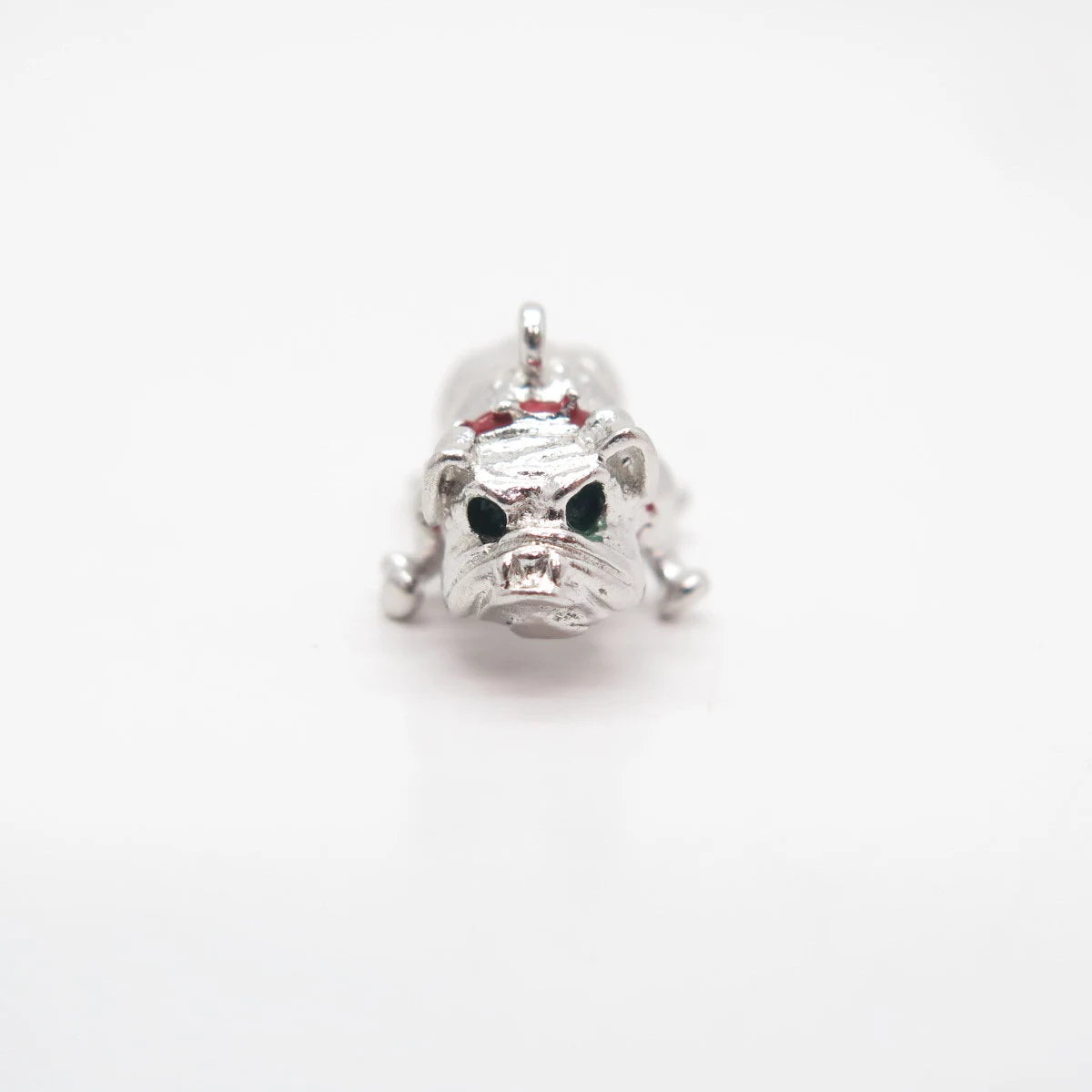 925 Sterling Silver Vintage Enamel Bulldog Charm Pendant