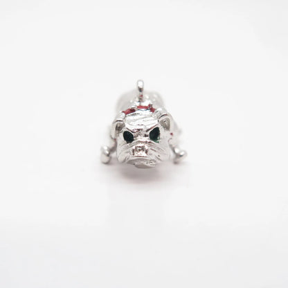 925 Sterling Silver Vintage Enamel Bulldog Charm Pendant