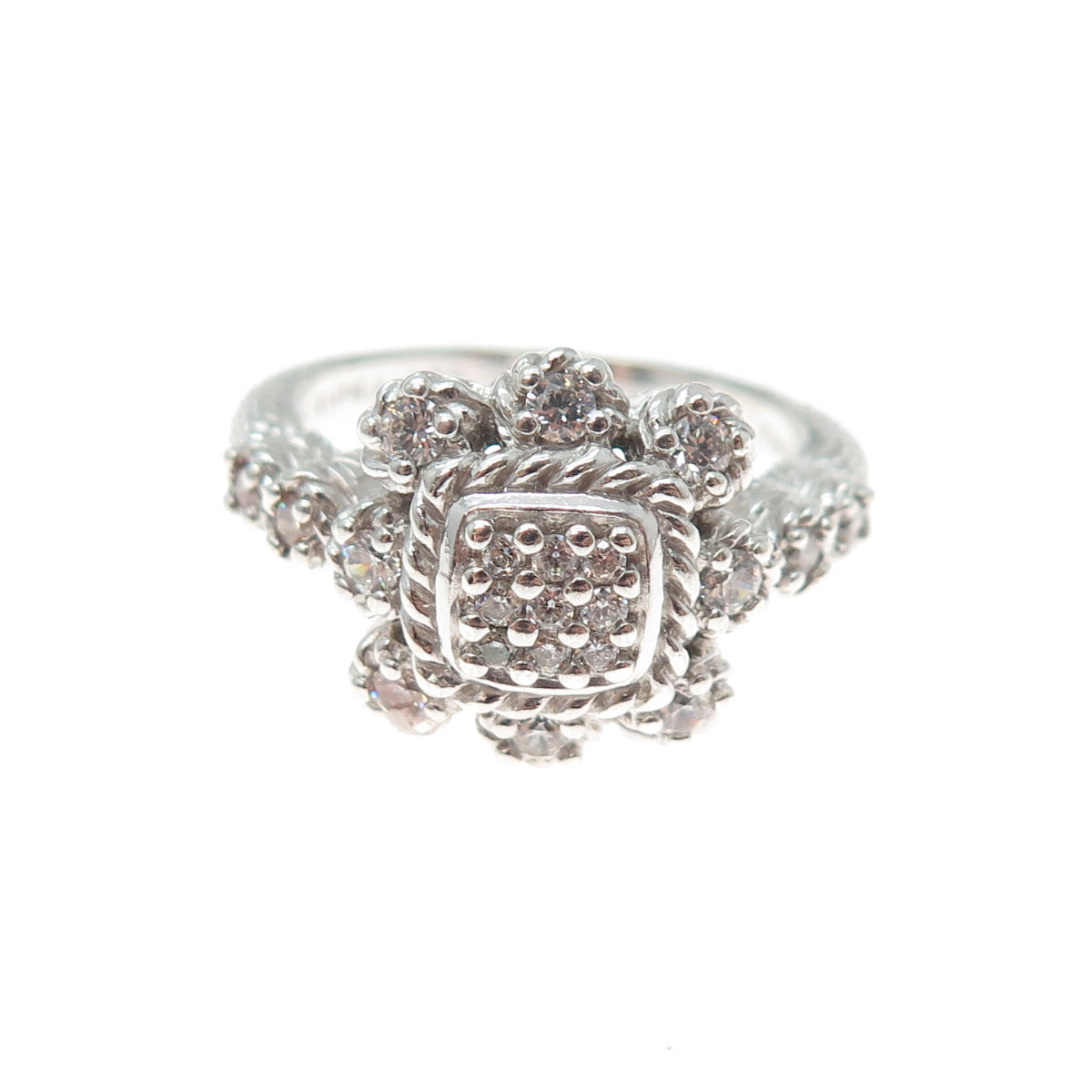 JUDITH RIPKA 925 Sterling Silver Round-Cut C Z Ring Size 11
