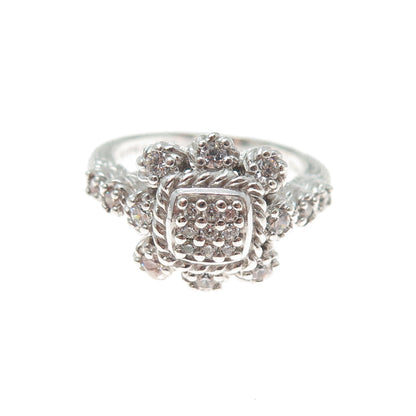 JUDITH RIPKA 925 Sterling Silver Round-Cut C Z Ring Size 11