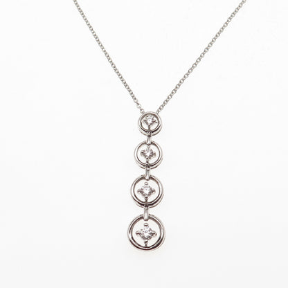925 Sterling Silver Round-Cut C Z Graduated Drop Cable Chain Necklace 18"