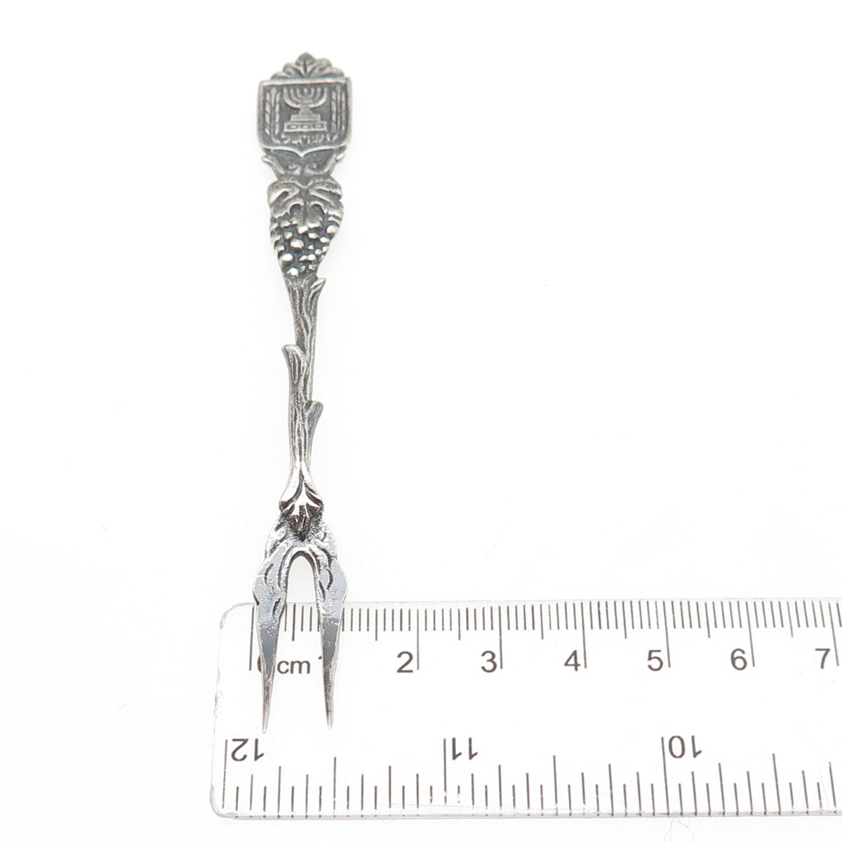 800 Silver Antique Israel Menorah Oxidized Olive Fork