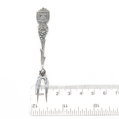 800 Silver Antique Israel Menorah Oxidized Olive Fork