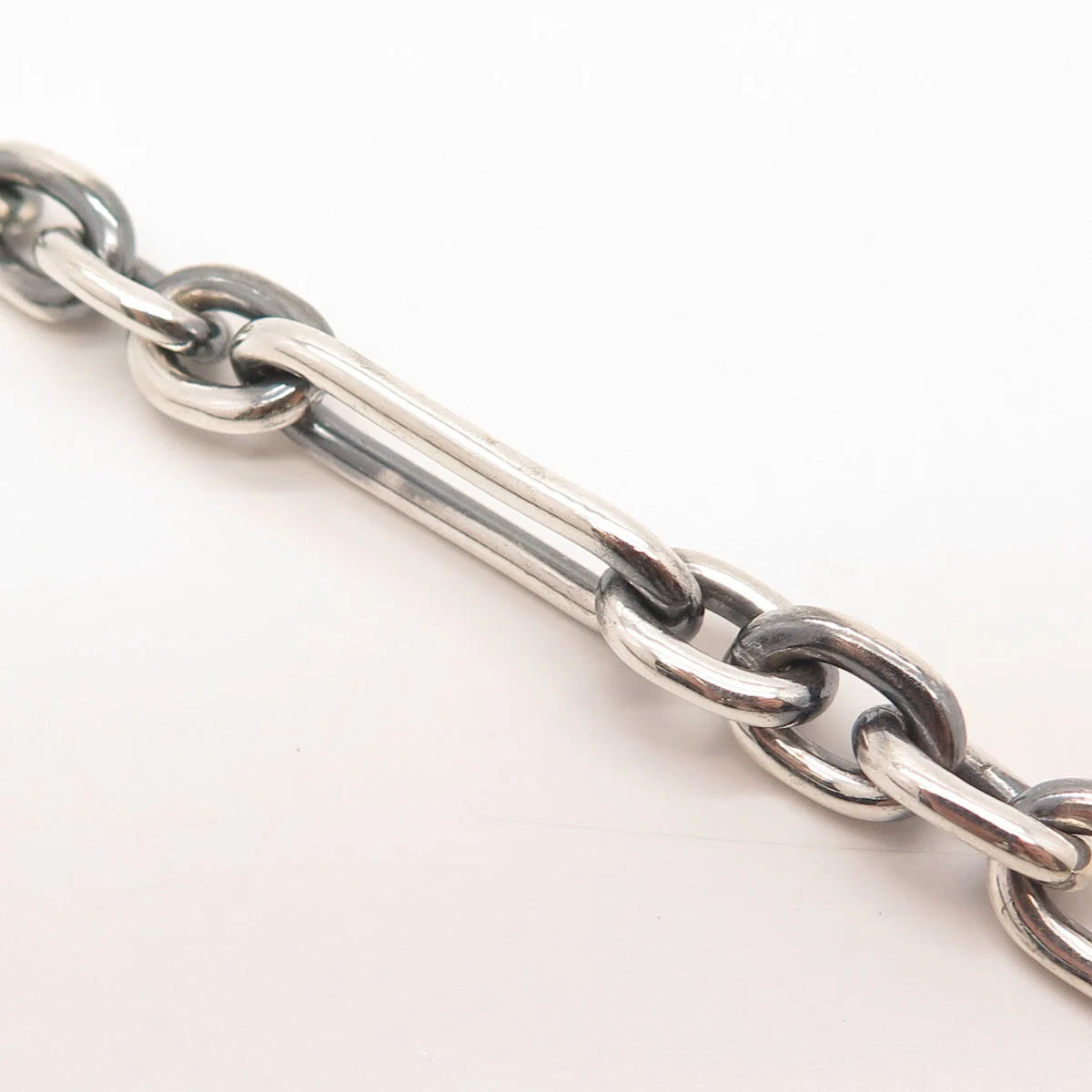 925 Sterling Silver Vintage Toggle Clasp Figaro Link Bracelet 7.25"