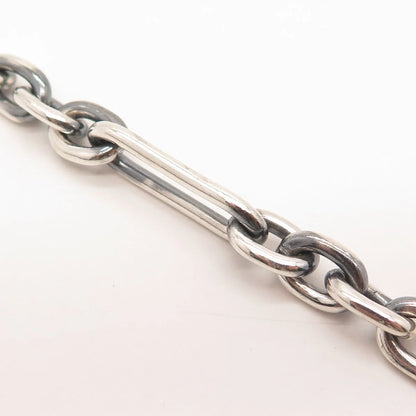 925 Sterling Silver Vintage Toggle Clasp Figaro Link Bracelet 7.25"