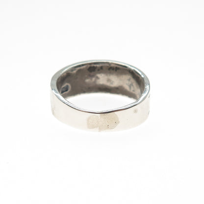 925 Sterling Silver Vintage Greek Key Oxidized Ring Size 7