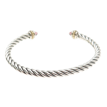 925 Sterling Silver 2-Tone Real Amethyst Cable Cuff Adjustable Bracelet 6.25"