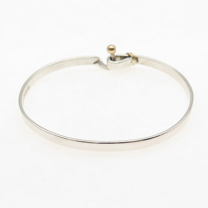 TIFFANY & CO. 925 Sterling Silver 18K Gold Vintage Hook Bangle Bracelet 6.25"