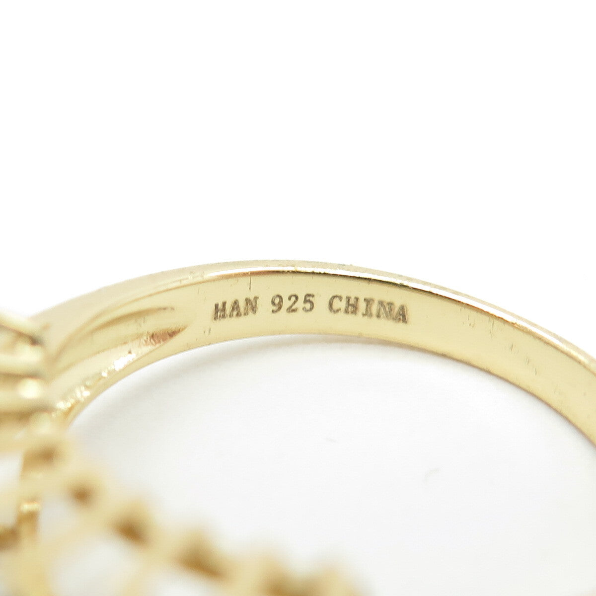 HAN 925 Sterling Silver Gold Plated Pave C Z Ring Size 10
