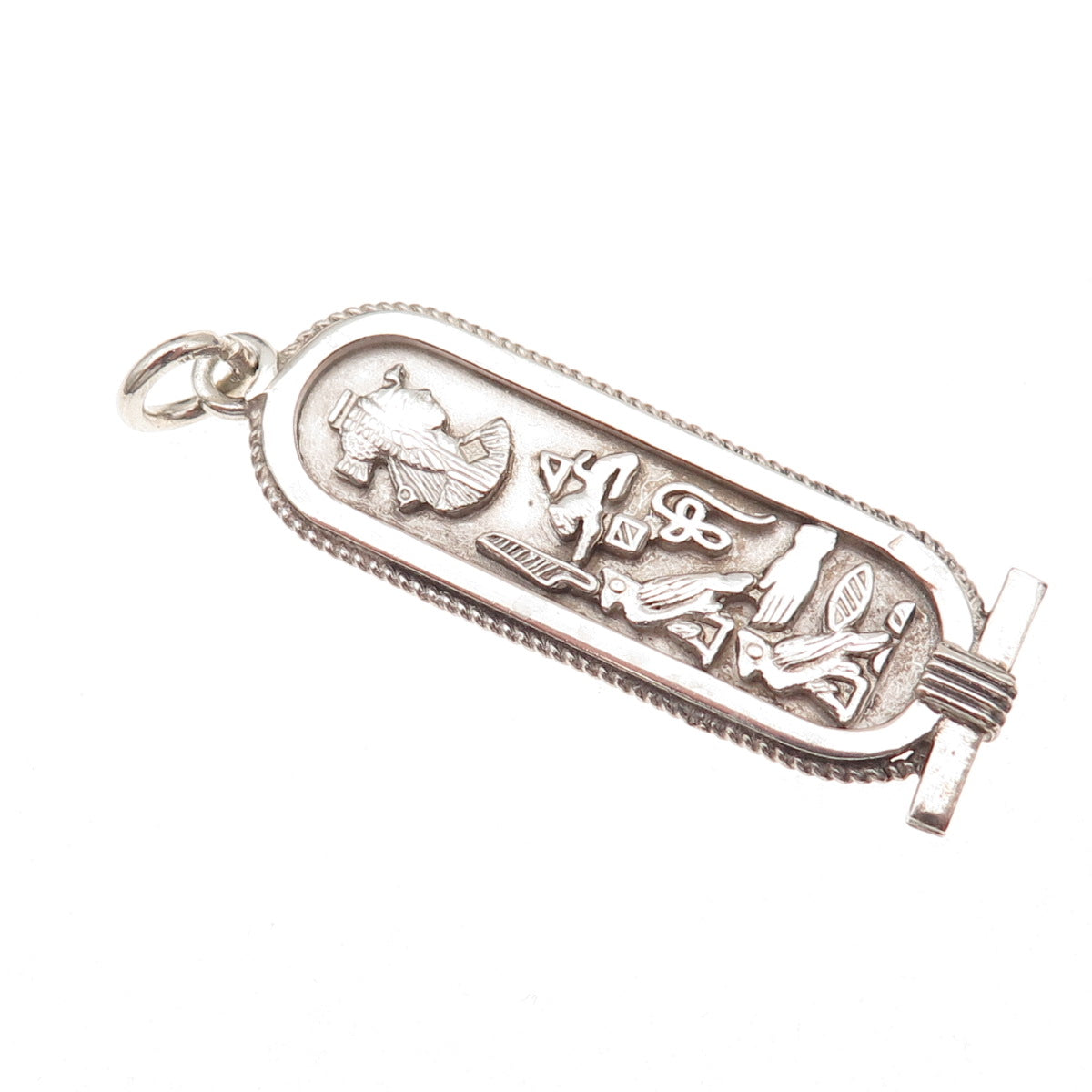 800 Silver Vintage Egyptian Cartouche Oxidized Pendant