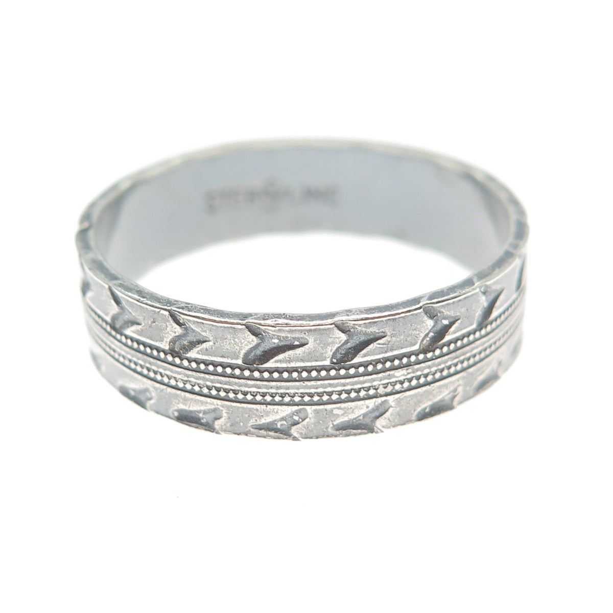 J.D. SCHLANG CO Sterling Silver Antique Art Deco Martin Bird Band Ring Size 9.25
