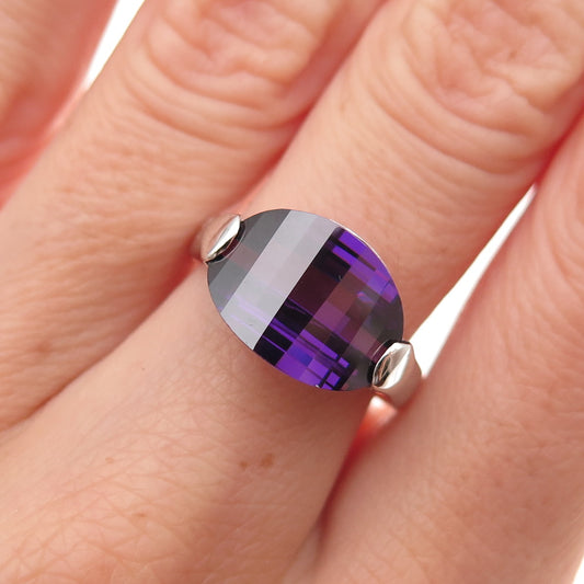 925 Sterling Silver Lavender C Z Ring Size 7