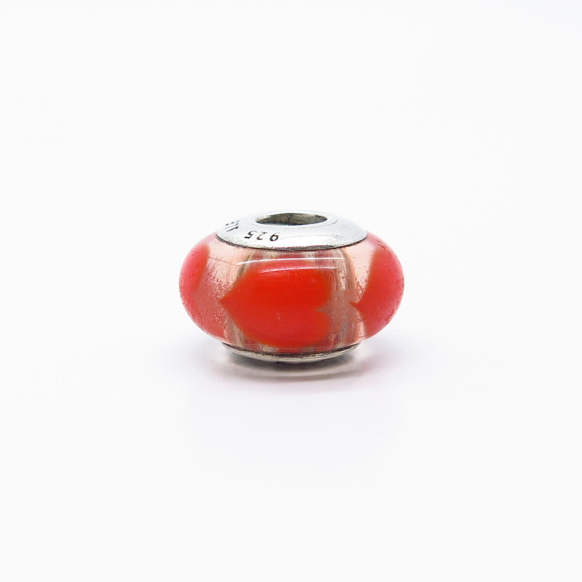 925 Sterling Silver Pandora Murano Glass Heart Bead Charm