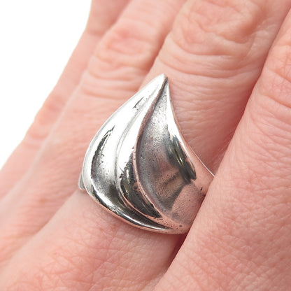 925 Sterling Silver Vintage Modernist Flame Oxidized Ring Size 7.75