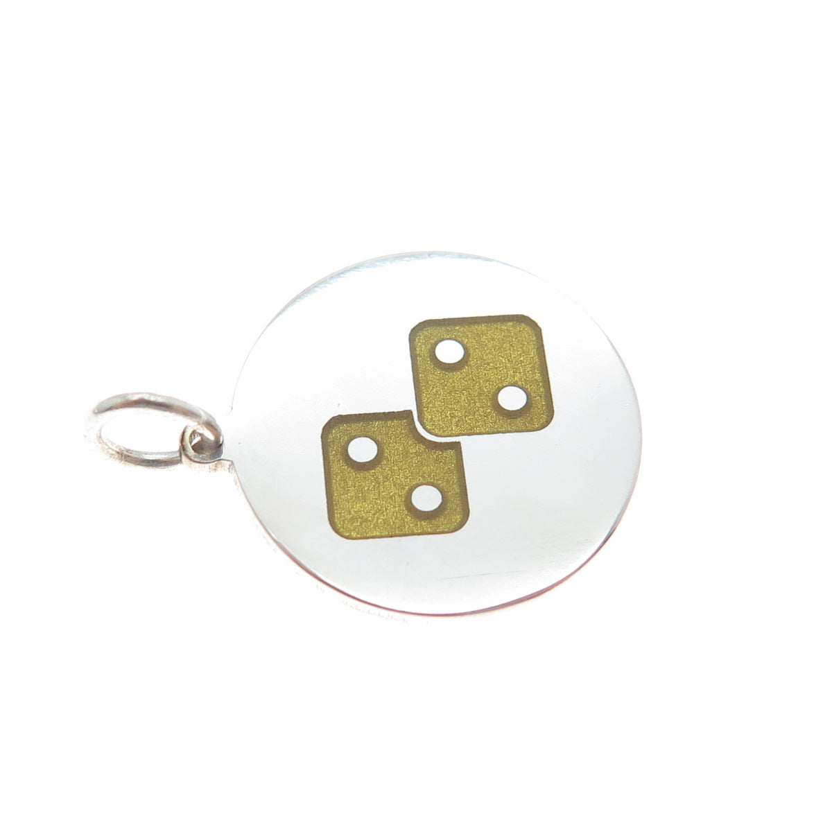 925 Sterling Silver Yellow Enamel Number 4 Lucky Dice Minimalist Charm Pendant