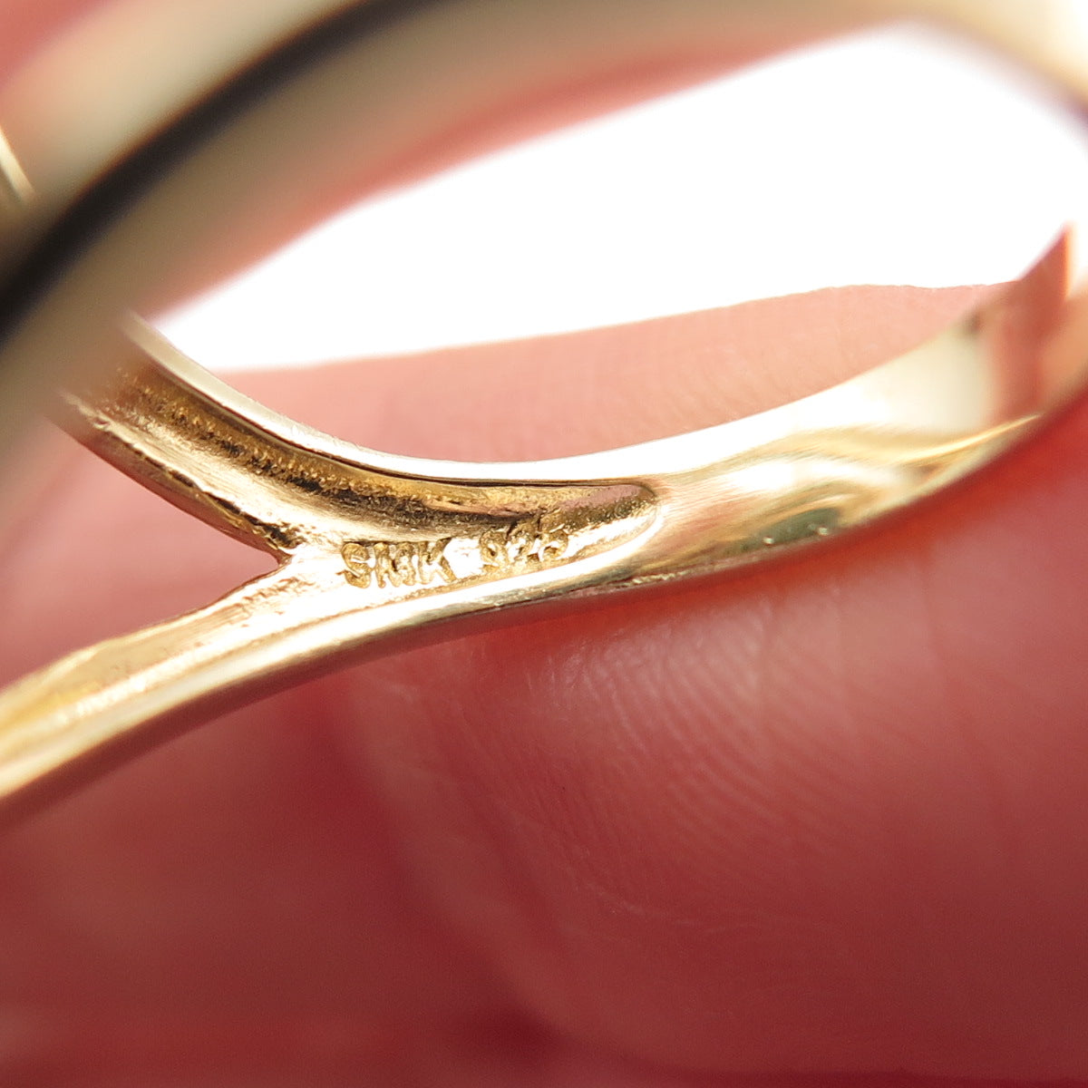 925 Sterling Silver Gold Plated Vintage Real Diamond & Emerald Ring Size 8