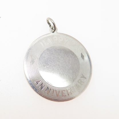 925 Sterling Silver Vintage Engravable "Happy Anniversary" Pendant