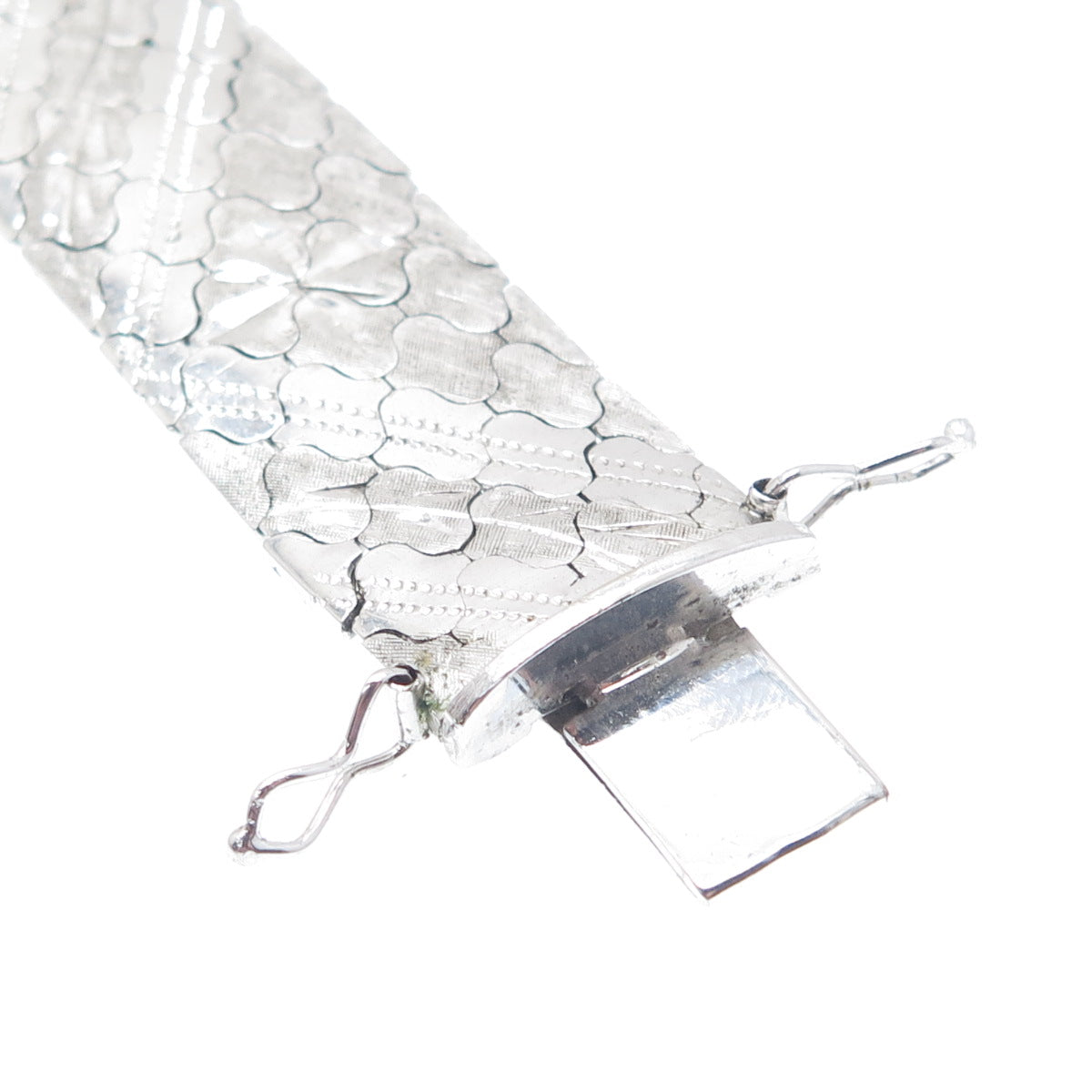 925 Sterling Silver Vintage Italy Scale Mail Link Bracelet 7.5"