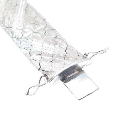 925 Sterling Silver Vintage Italy Scale Mail Link Bracelet 7.5"