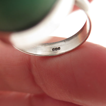 925 Sterling Silver Vintage Real Cabochon Chrysoprase Ring Size 5.75