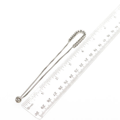 Chuck Clemency 925 Sterling Silver Real Diamond Adjustable Bolo Bracelet 6-8.25"