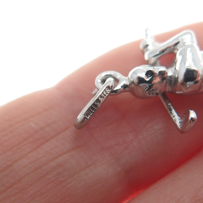 WELLS 925 Sterling Silver Vintage Golf Player Minimalist 3D Charm Pendant