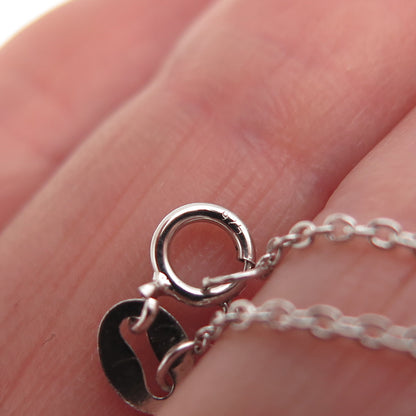 925 Sterling Silver Real Round-Cut Diamond Heart Cable Chain Necklace 18"