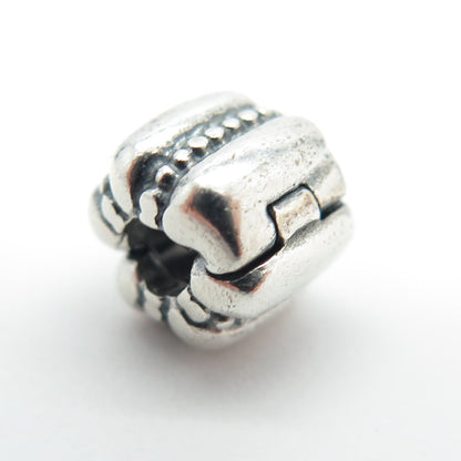 PANDORA 925 Sterling Silver Ridges Barrel Clip Charm