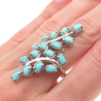 Chuck Clemency 925 Sterling Silver Real Turquoise Floral Bypass Ring Size 8