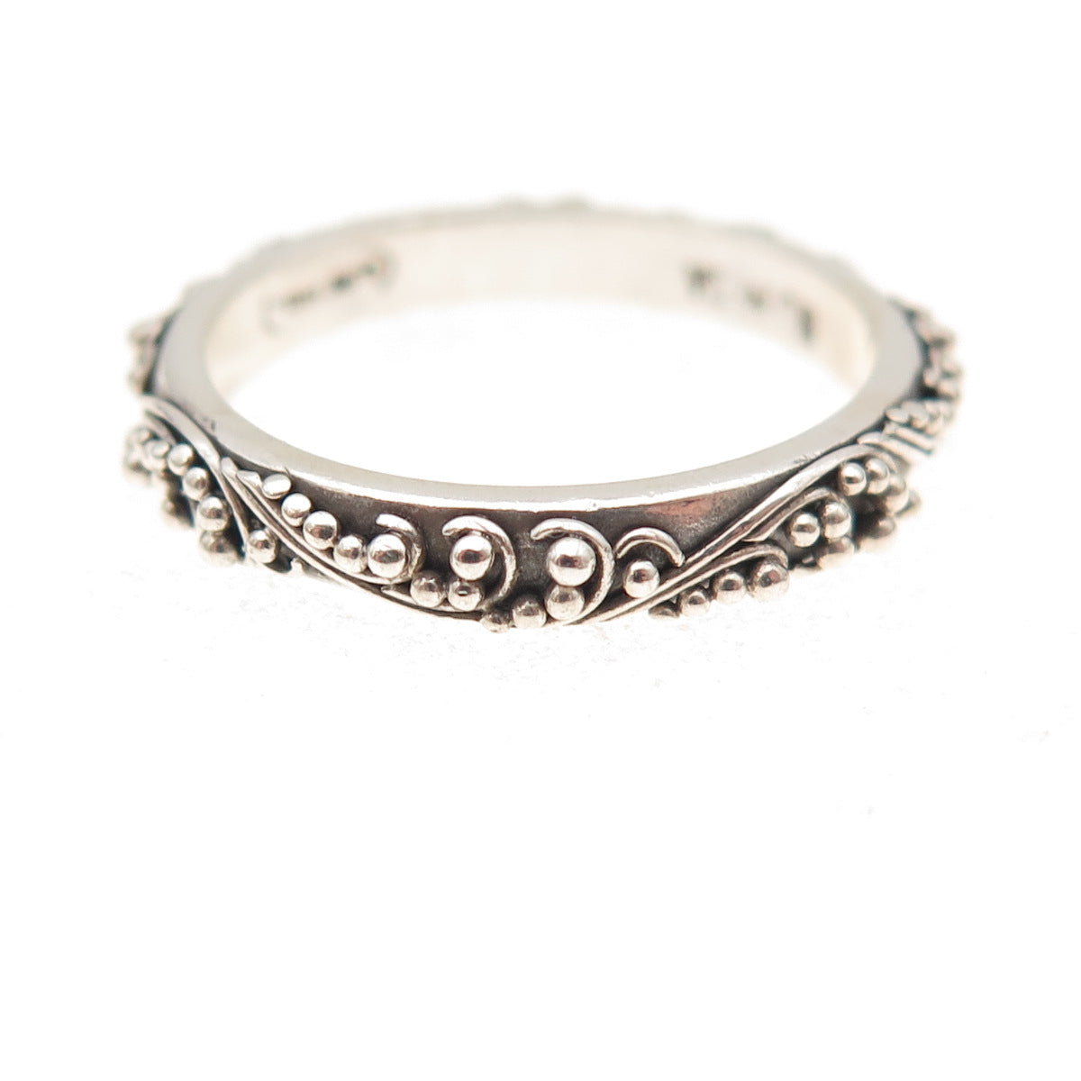 Lois Hill 925 Sterling Silver Vintage Granulated Scroll Band Ring Size 7.25