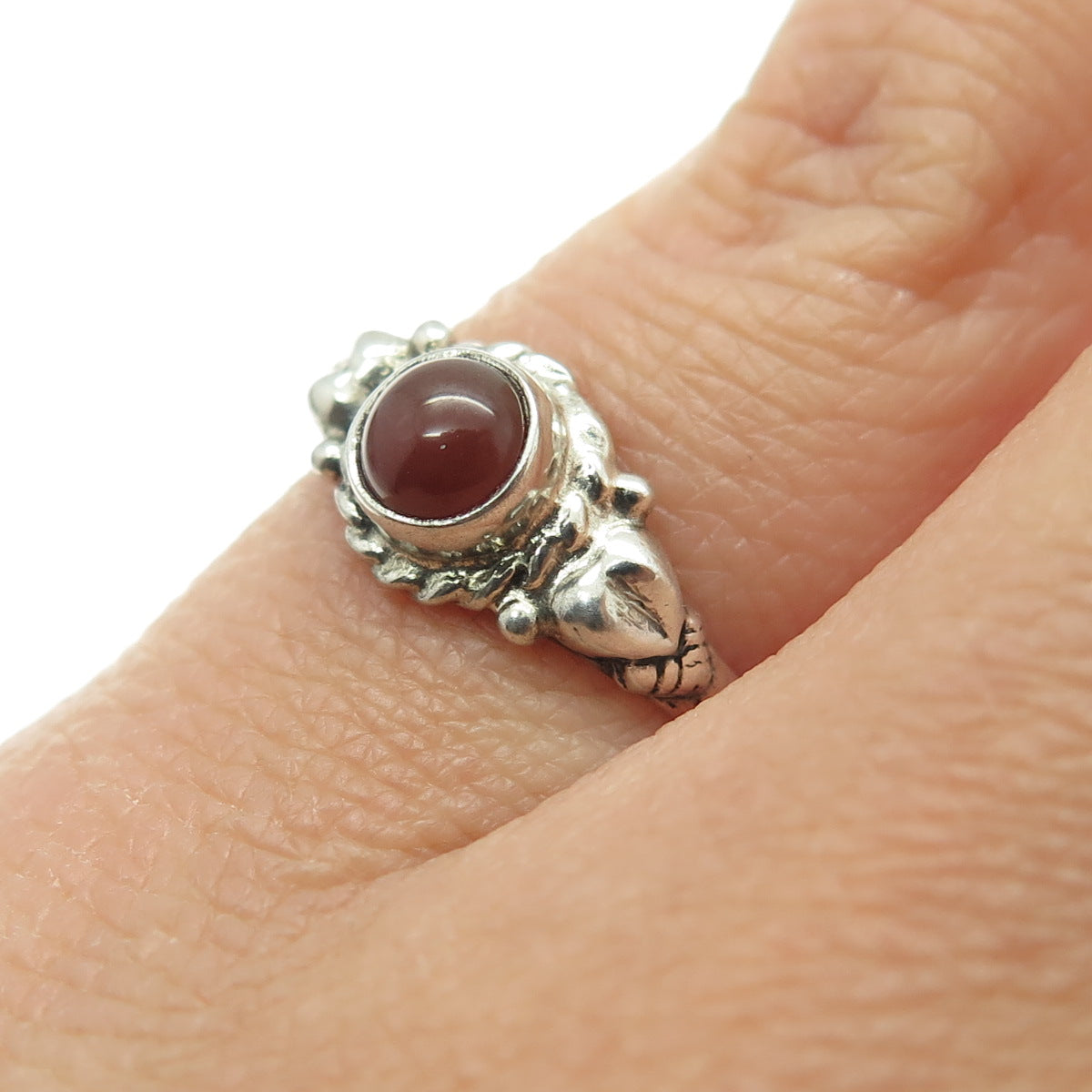 925 Sterling Silver Vintage Real Carnelian Southwestern Ring Size 5.25