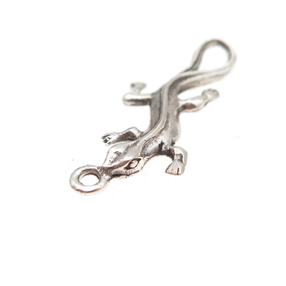 925 Sterling Silver Vintage Lizard Oxidized Charm Pendant
