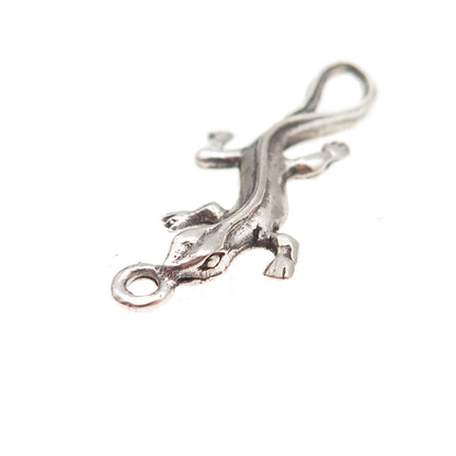 925 Sterling Silver Vintage Lizard Oxidized Charm Pendant