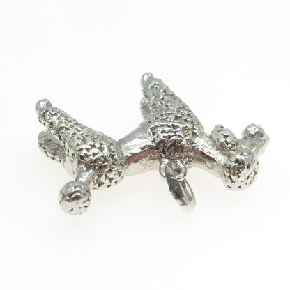 925 Sterling Silver Vintage Poodle Dog 3D Pendant