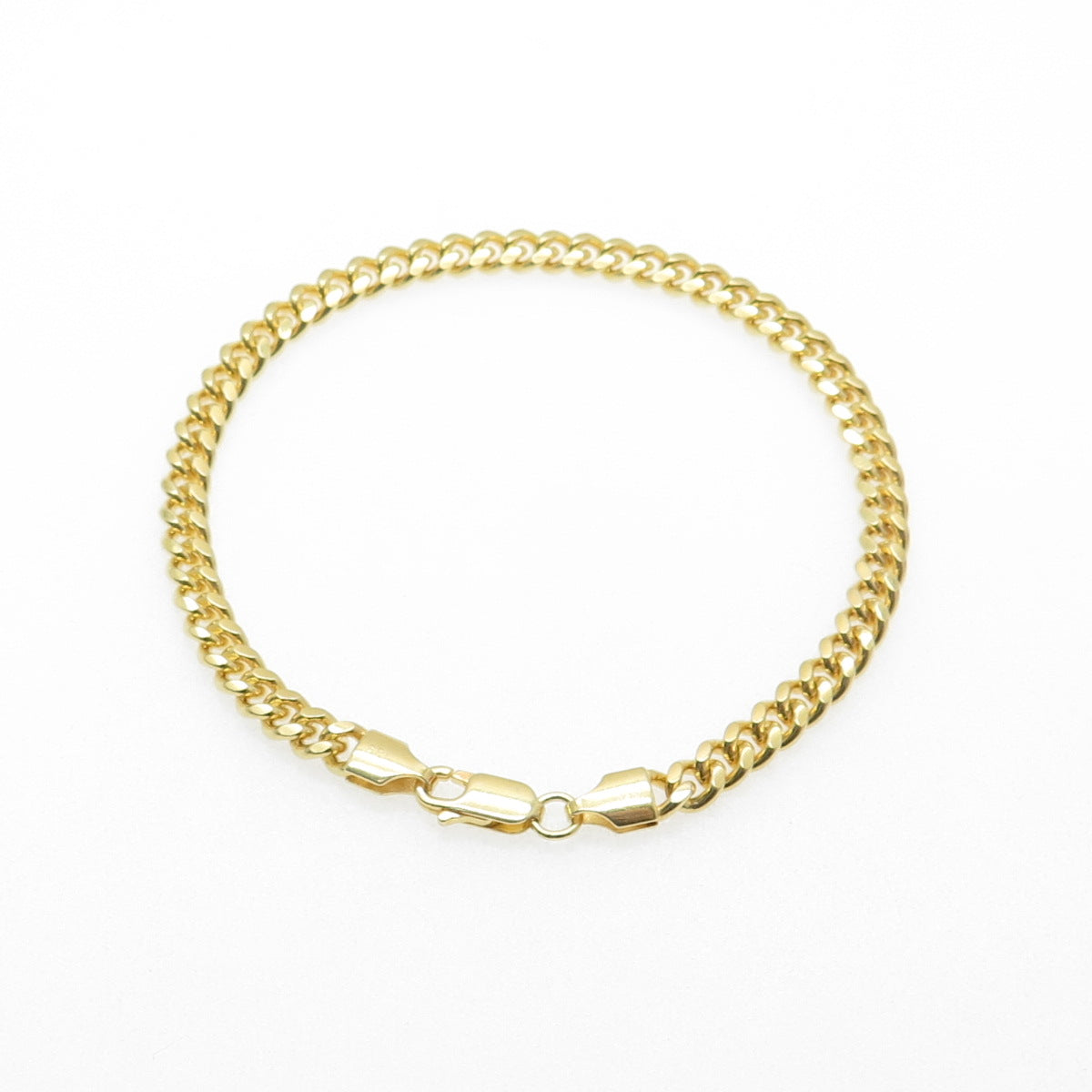 925 Sterling Silver Gold Plated Italy Cuban Link Bracelet 7.75"