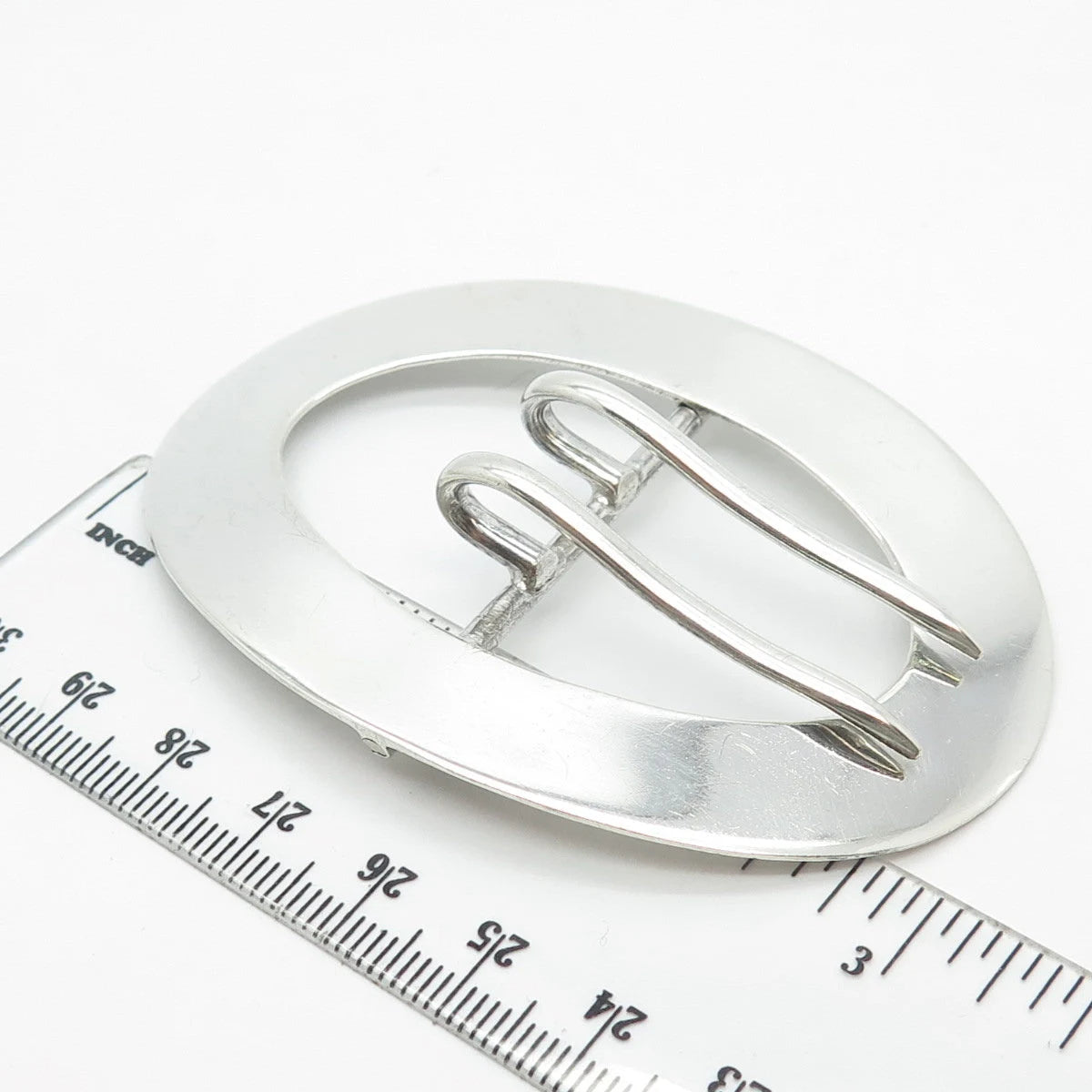 925 Sterling Silver Vintage Belt Buckle Pin Brooch