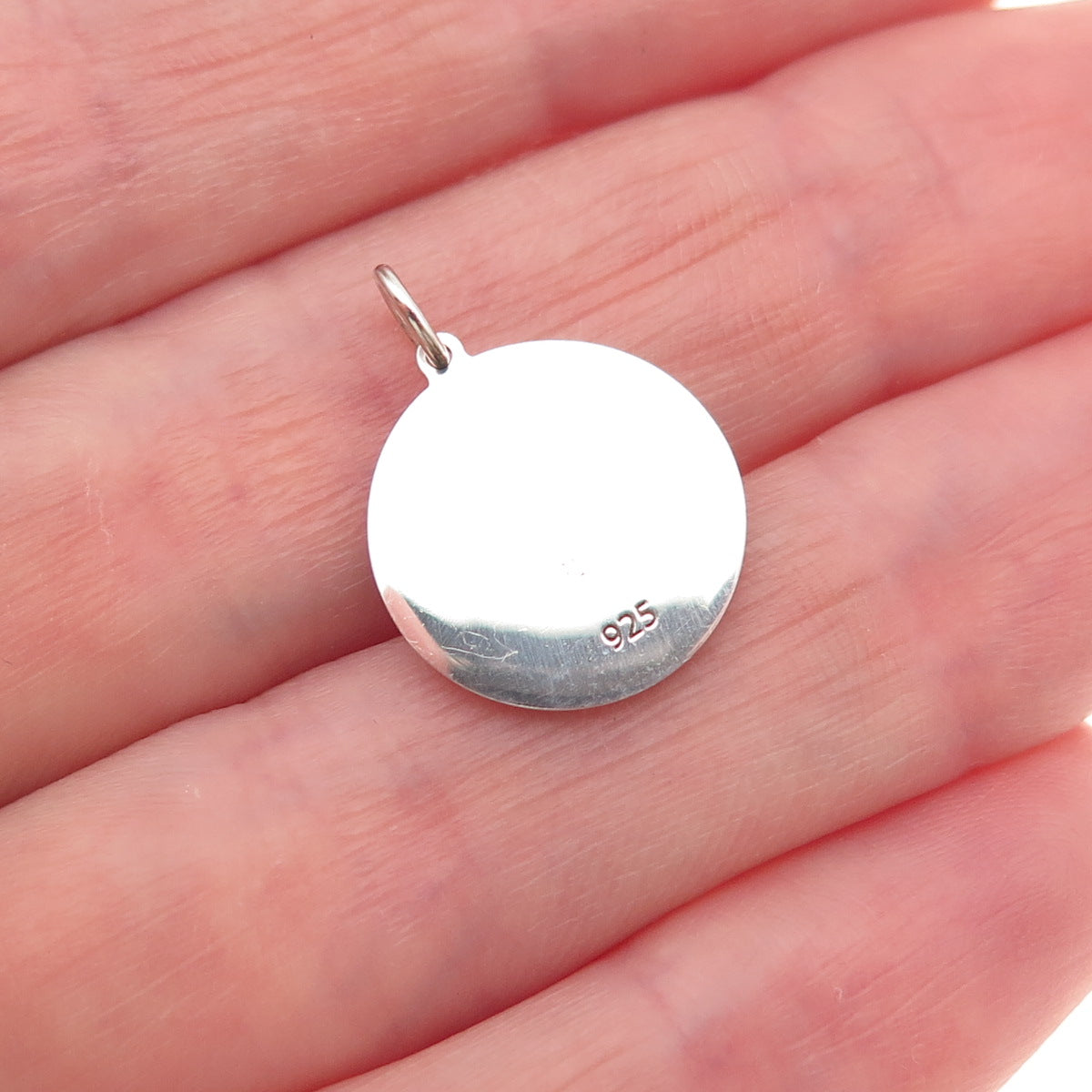 925 Sterling Silver Blue Enamel Star of David Round Tag Mini Charm Pendant