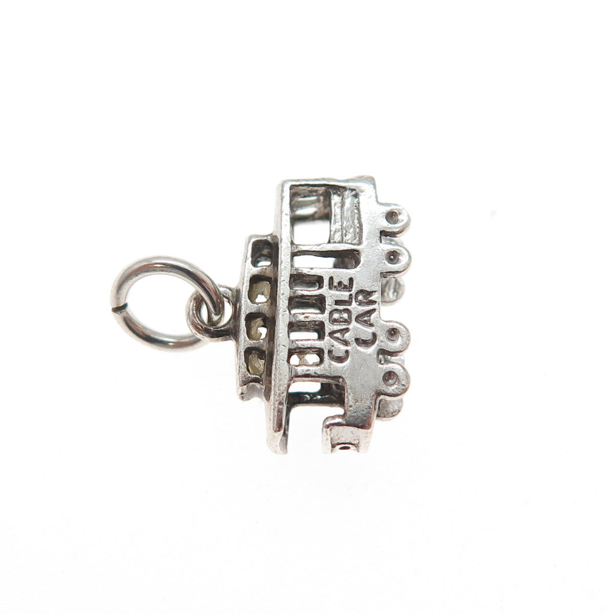 925 Sterling Silver Vintage Cable Car Oxidized Minimalist 3D Charm Pendant