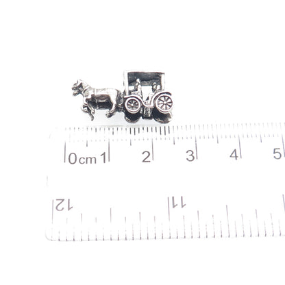 MAISELS INDIAN TRADING 925 Sterling Silver Vintage Carriage 3D Charm Pendant