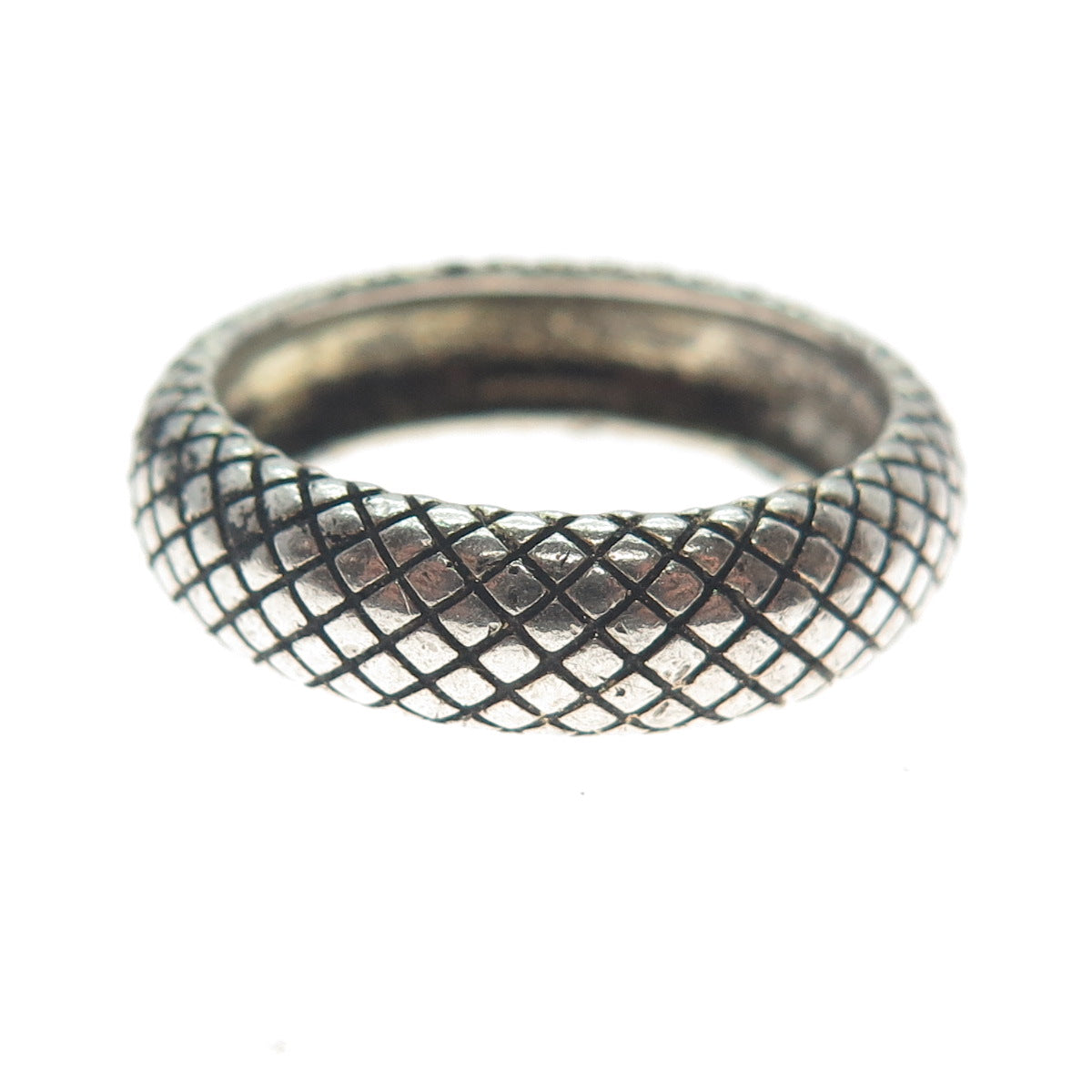 ARGENTO VIVO 925 Sterling Silver Vintage Shake Skin Oxidized Band Ring Size 9