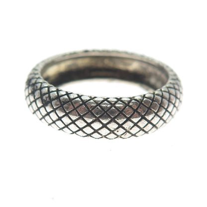 ARGENTO VIVO 925 Sterling Silver Vintage Shake Skin Oxidized Band Ring Size 9