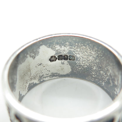 SAC SILVER 925 Sterling Silver Vintage Dublin 1991 Ethnic Band Ring Size 7.5