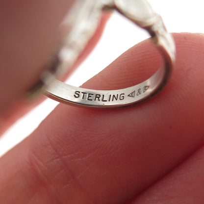 Clark & Coombs Sterling Silver Antique Art Deco Real Hematite Heart Ring Size 3